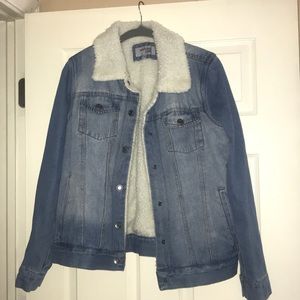 Denim fur jacket